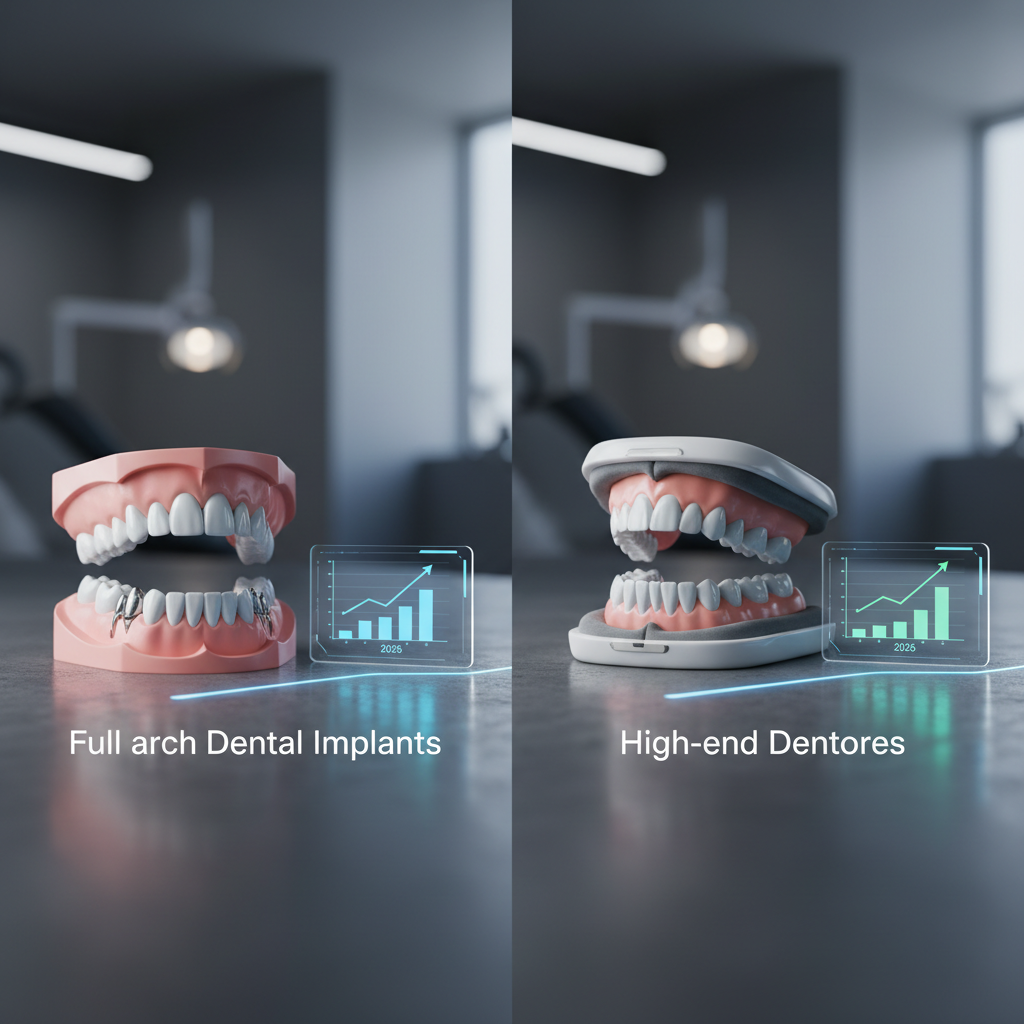 cost of full arch dental implants vs high-end dentures 2026 — featured illustration and overview